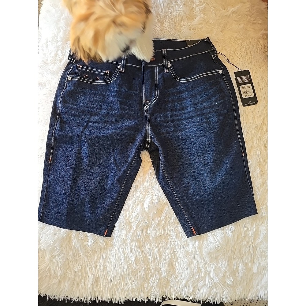 True Religion Ricky Relaxed Straight Denim Shorts Size 30 Mens Blue
